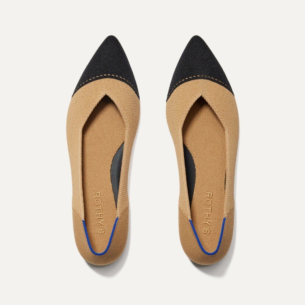 Rothy's Women's The Point II Ballet Flat Comfort Camel Captoe Size 8 NWOB